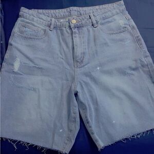 Mlle Gabrielle Men's Blue Distressed Jean Shorts
